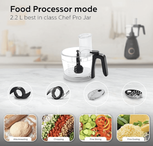 PHILIPS Mixer Grinder 3-in-1 750 Watt (Mixer Grinder + Juicer + Food Processor) 4 Jar, (HL7707/00) - Image 4